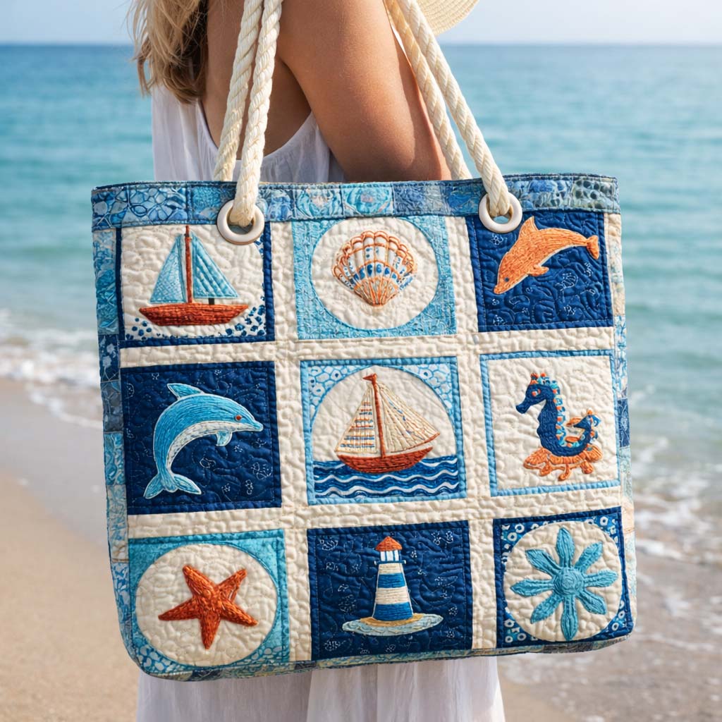 Handgefertigte Strandtasche | Meerestiere