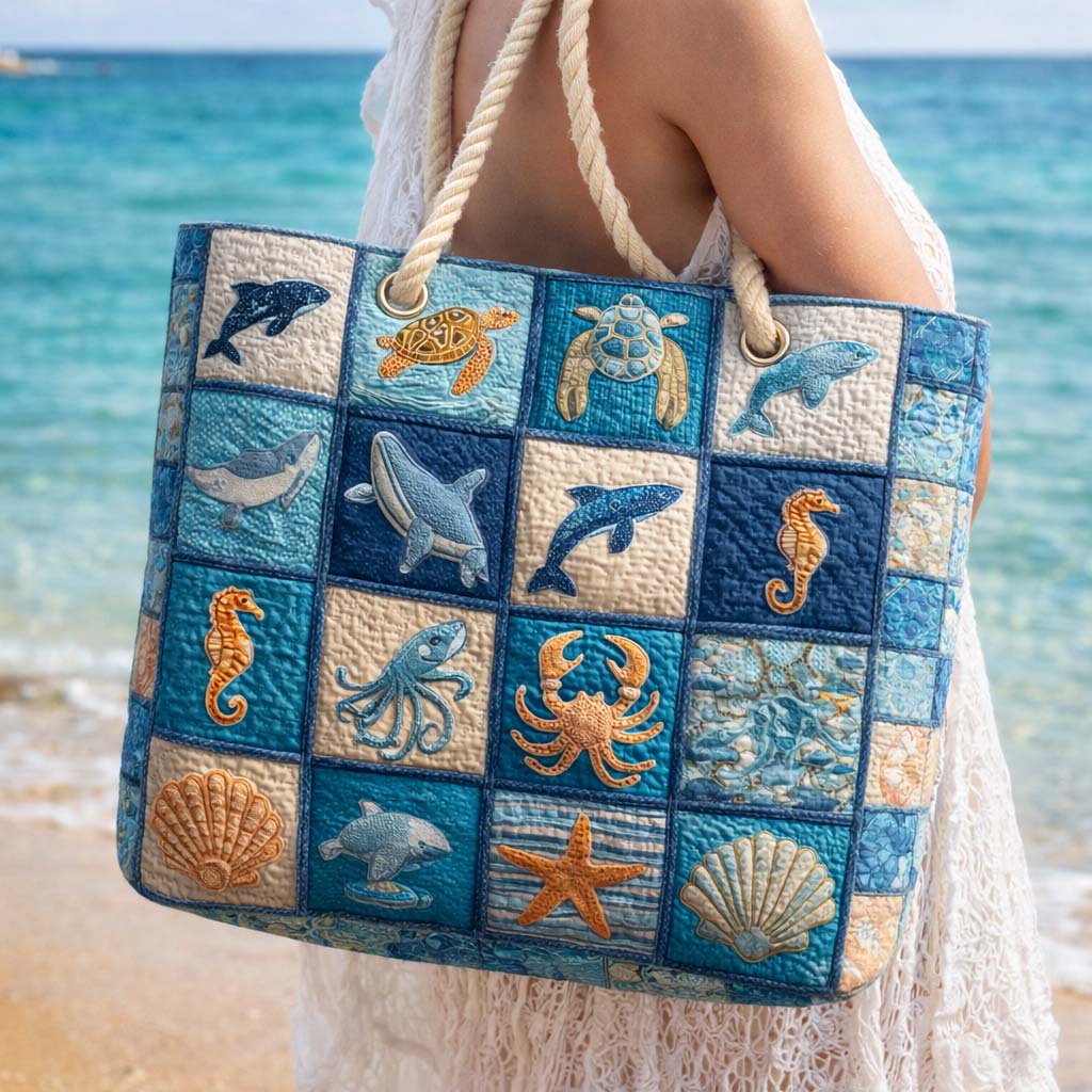 Handgefertigte Strandtasche | Meeresleben