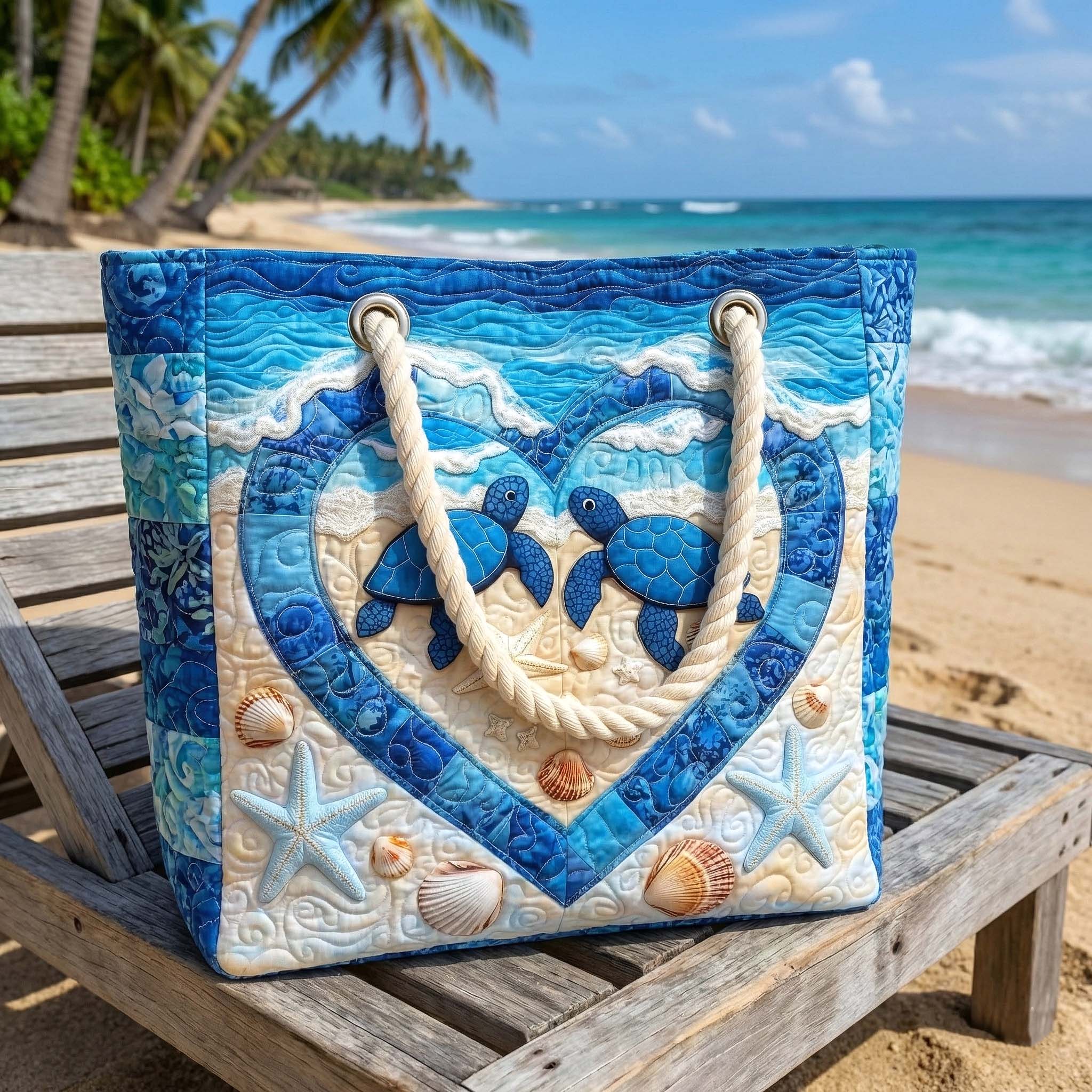 Handgefertigte Strandtasche | Schildkröten-Gelassenheit