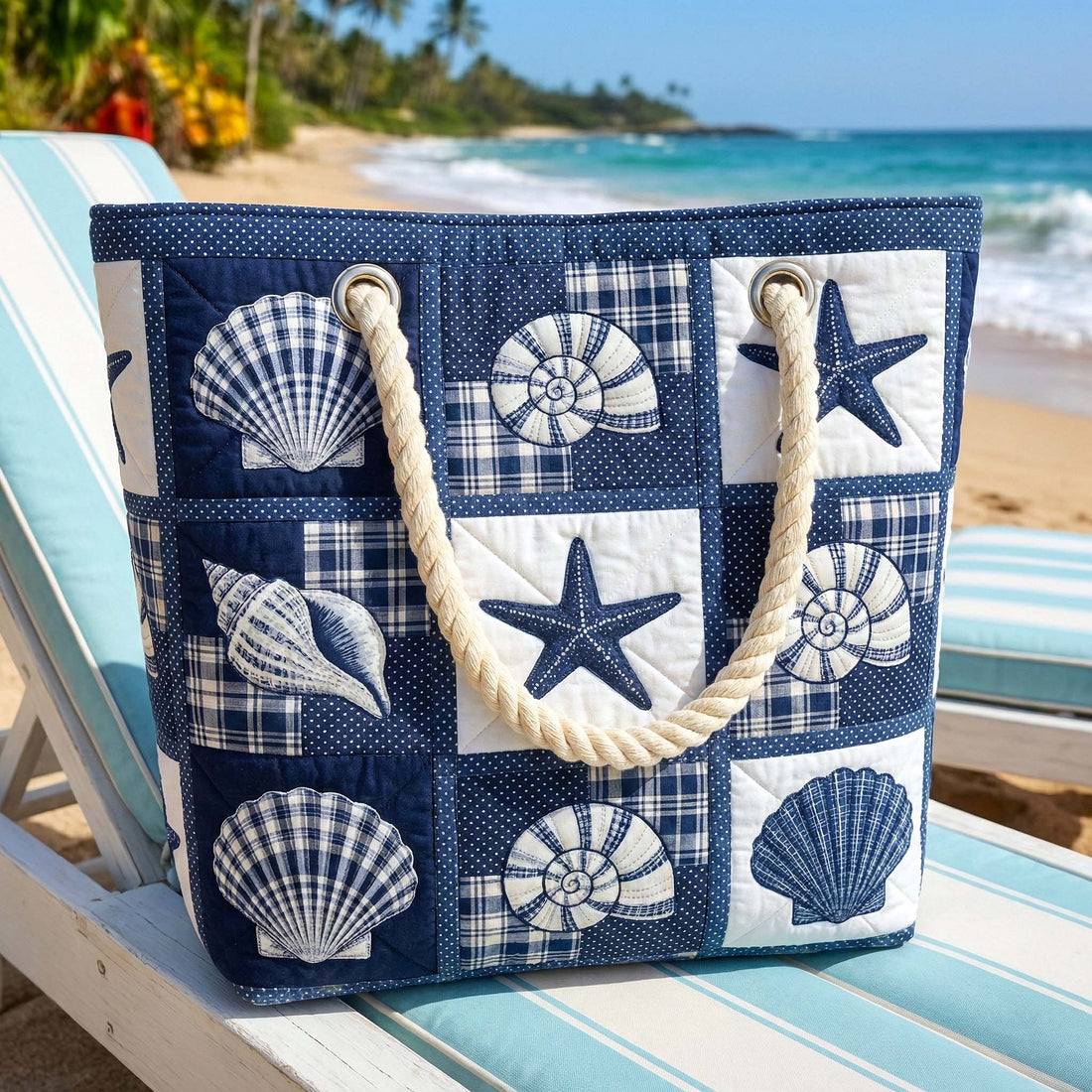 Handgefertigte Strandtasche | Muschel-Serenity