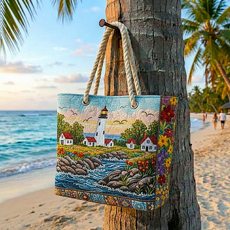 Handgefertigte Strandtasche | Lichtturm-Glanz