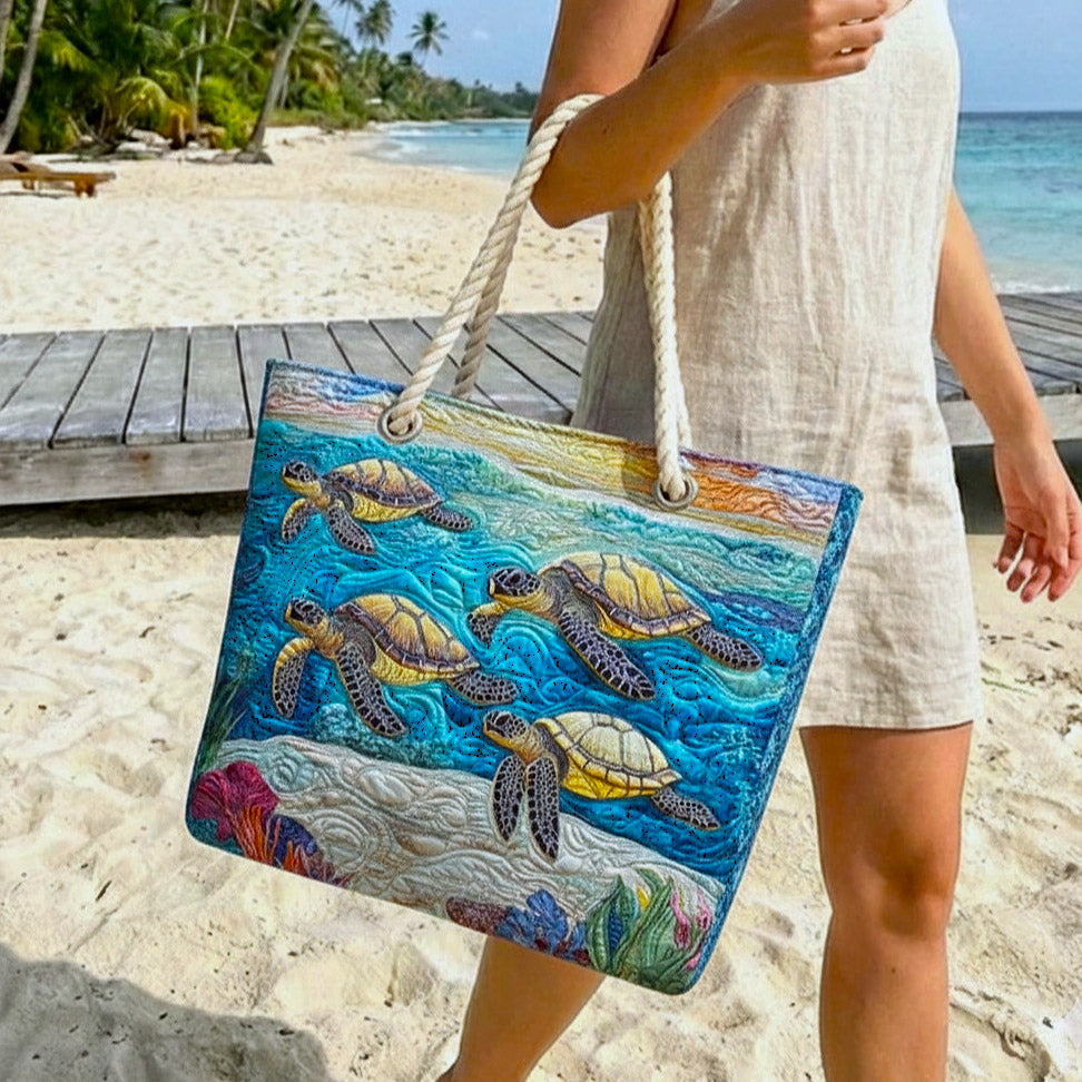 Handgefertigte Strandtasche | Meeresschildkröte