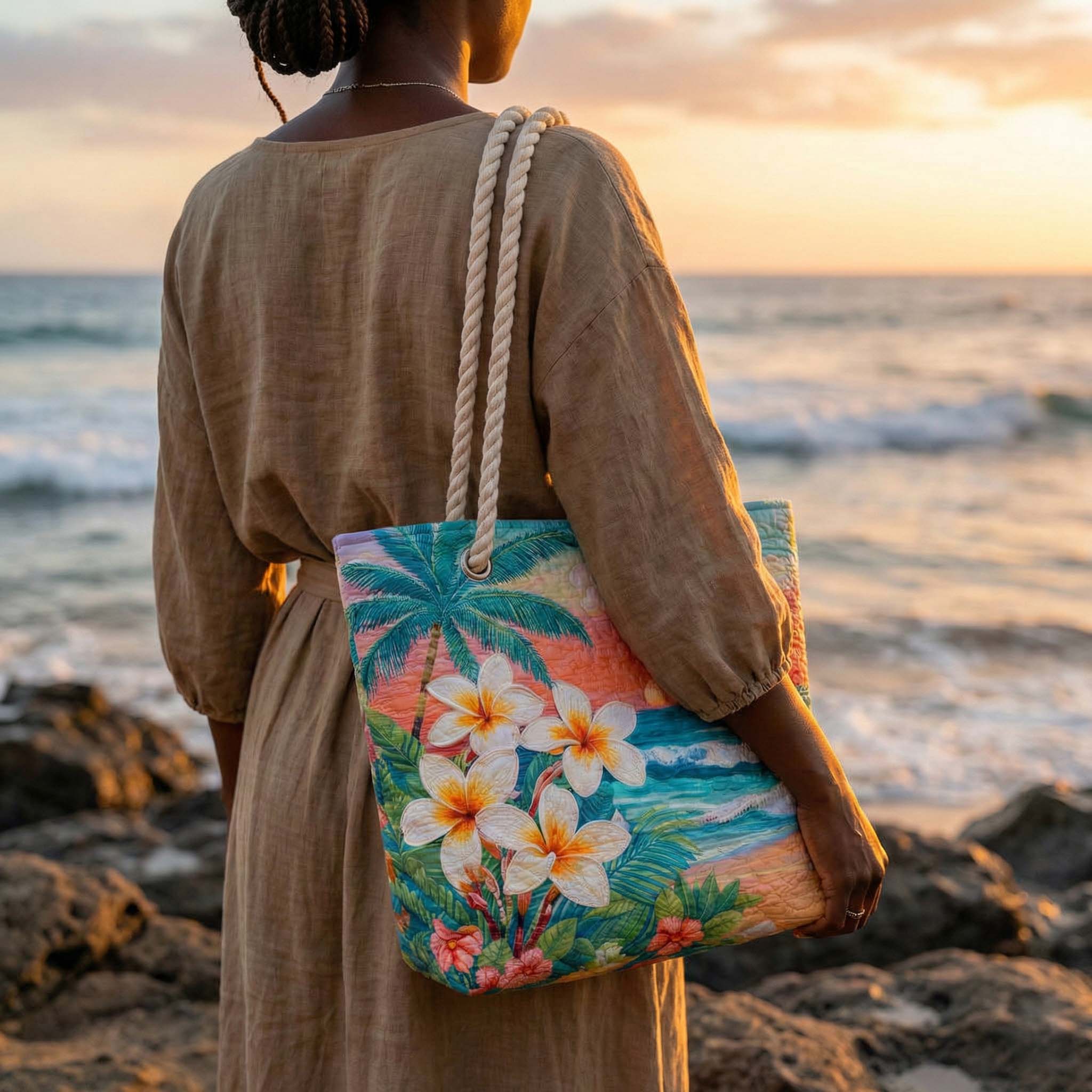 Handgefertigte Strandtasche | Tropisches Flair