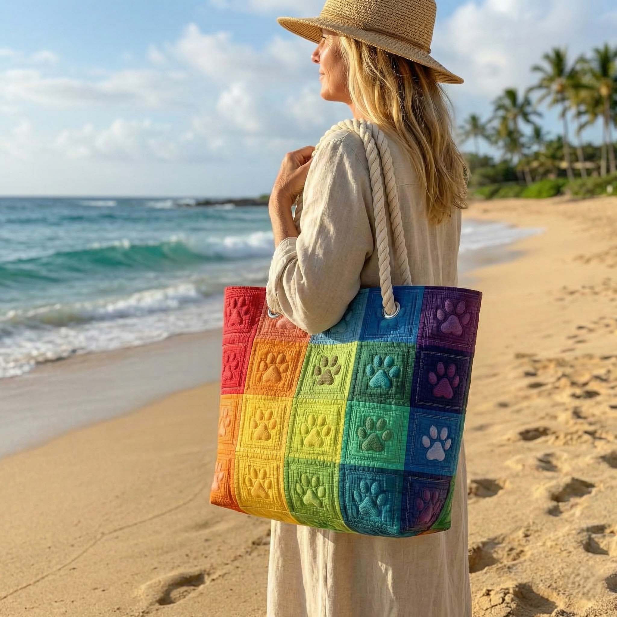 Handgefertigte Strandtasche | Fingerabdruck-Aufnäher