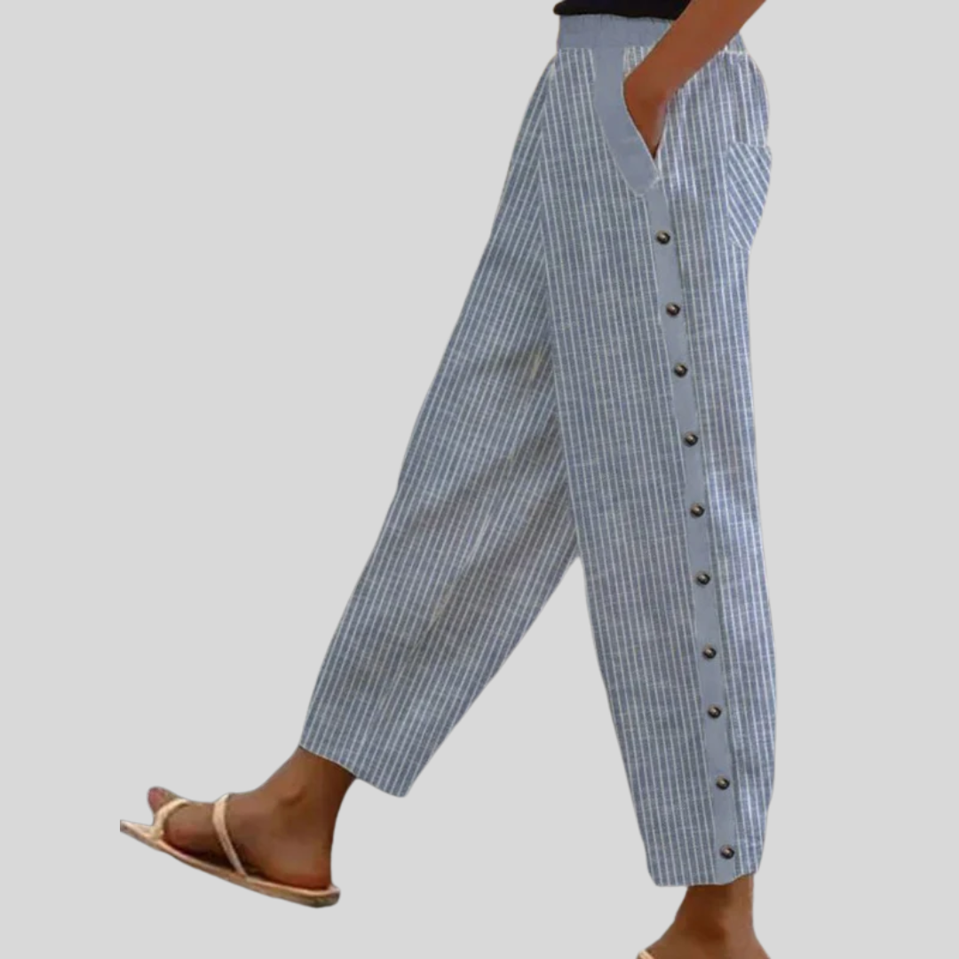 Linaya - Gestreifte Knopfleiste-Hose