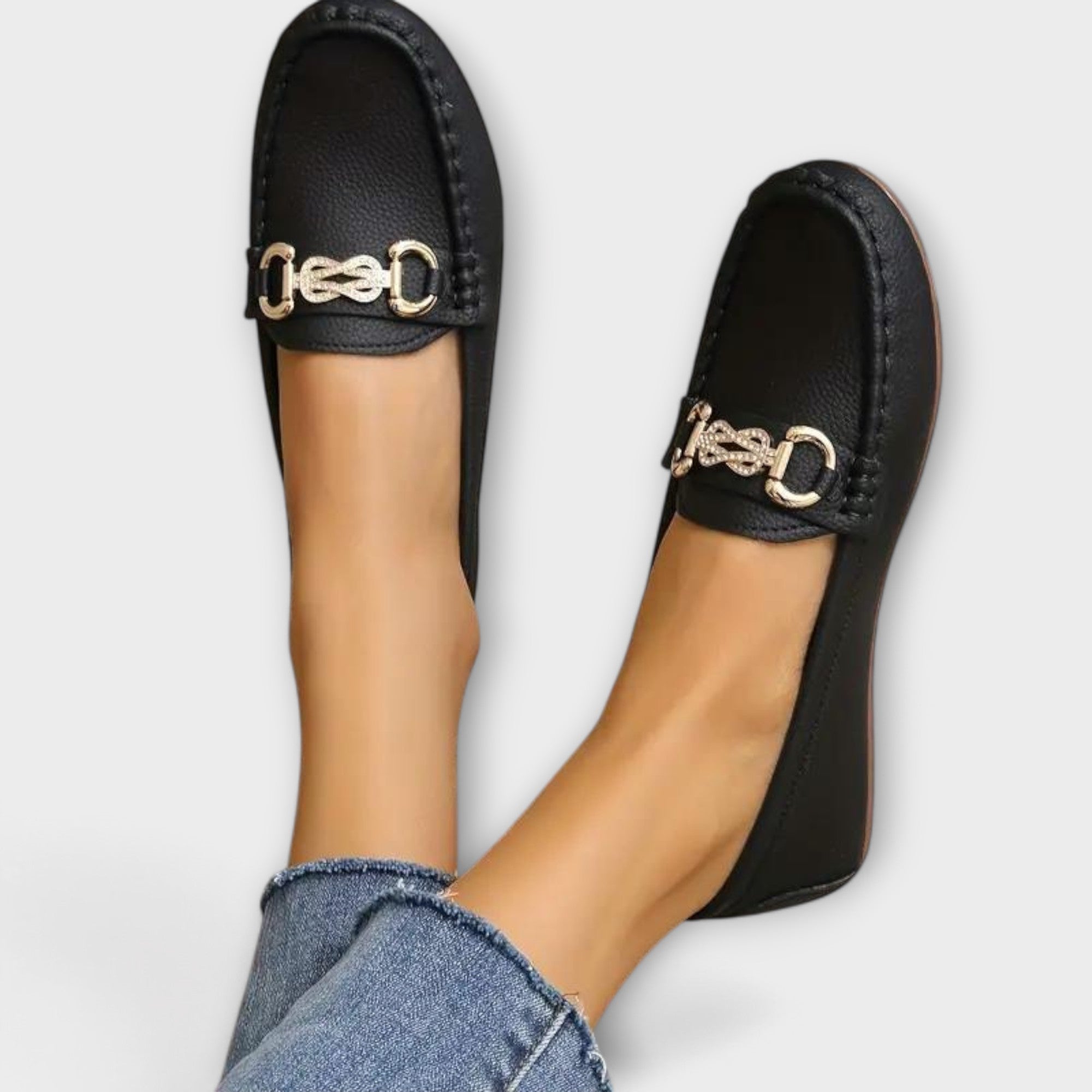 Adele - Schwarze Loafer mit Schnalle