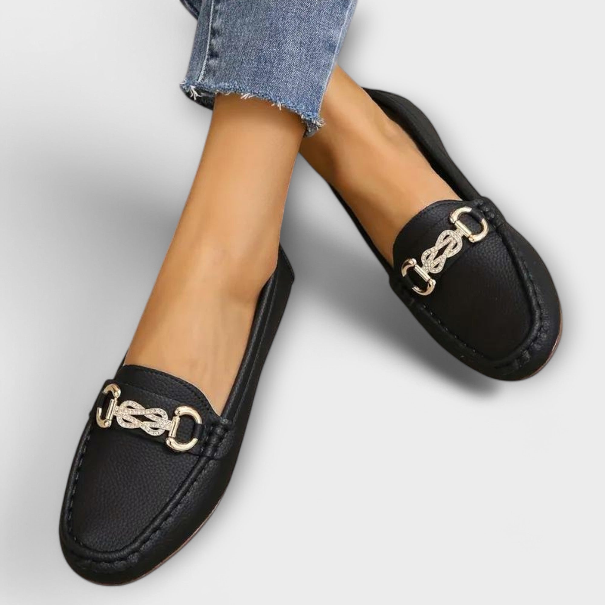 Adele - Schwarze Loafer mit Schnalle