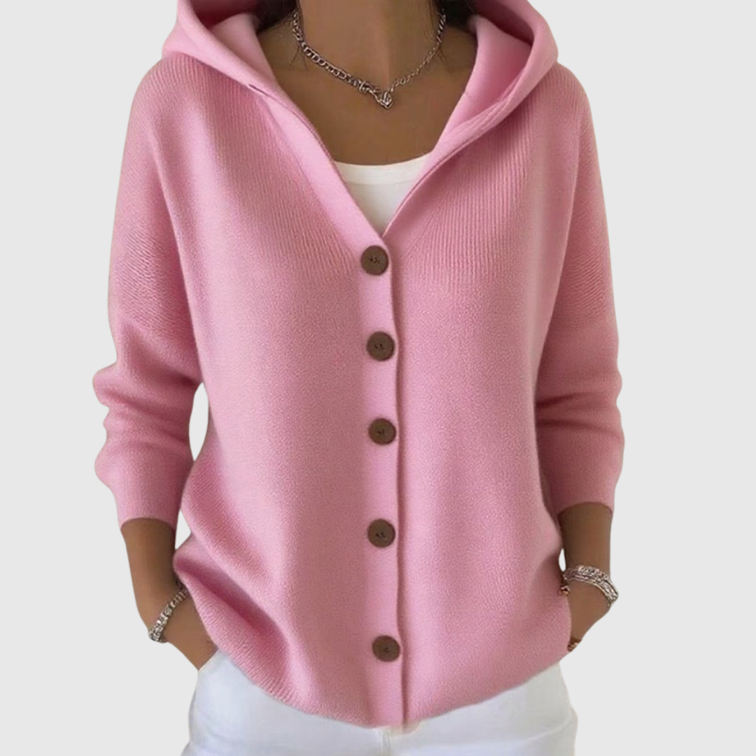 Cardigan Komfort mit Kapuze aus Strick