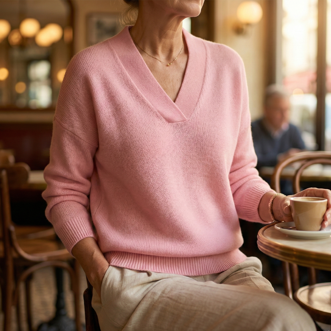 Faye | Weicherer V-Ausschnitt-Pullover in lockerer Passform