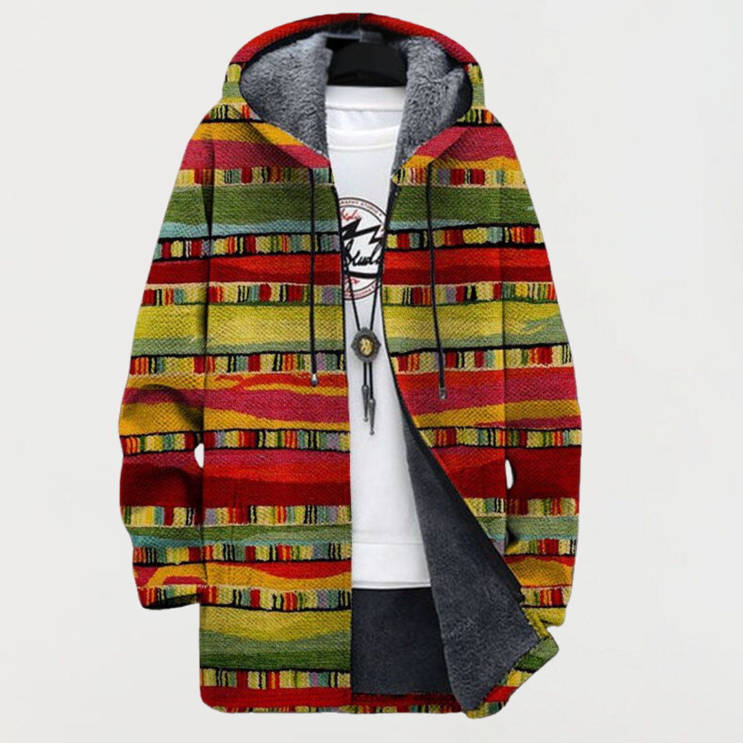 Silke™ | Kapuzenjacke mit Ethno-Streifen