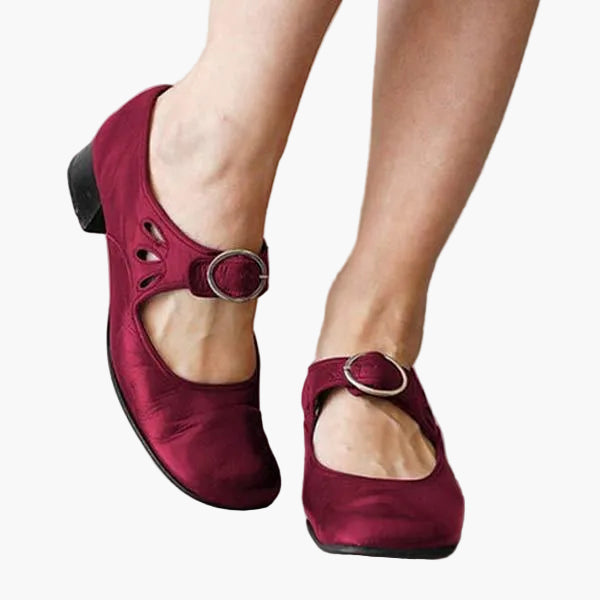 Anna - Vintage-Stil - Elegante Alltagsschuhe mit Schnalle und Blockabsatz