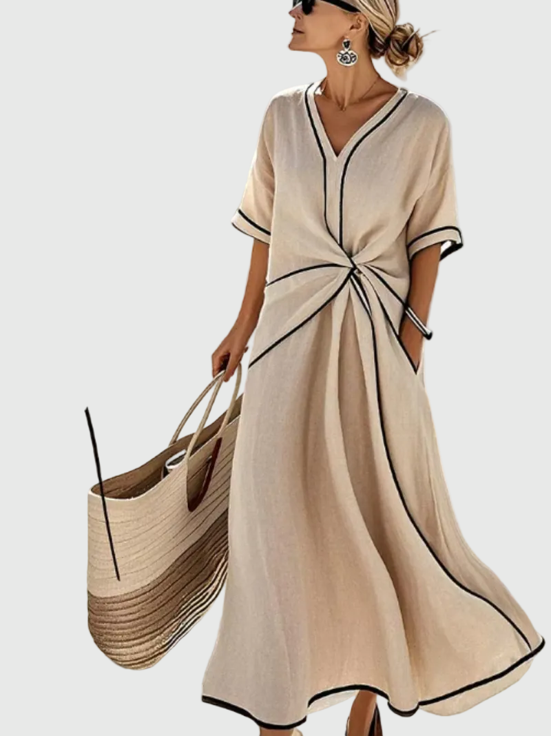 Helena | Drapiertes Rippen-Maxikleid