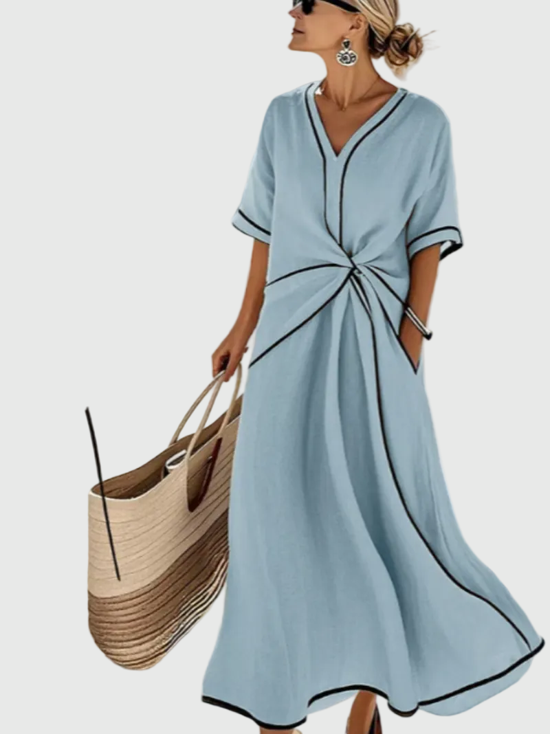 Helena | Drapiertes Rippen-Maxikleid