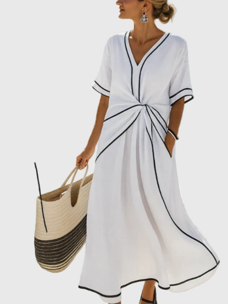 Helena | Drapiertes Rippen-Maxikleid