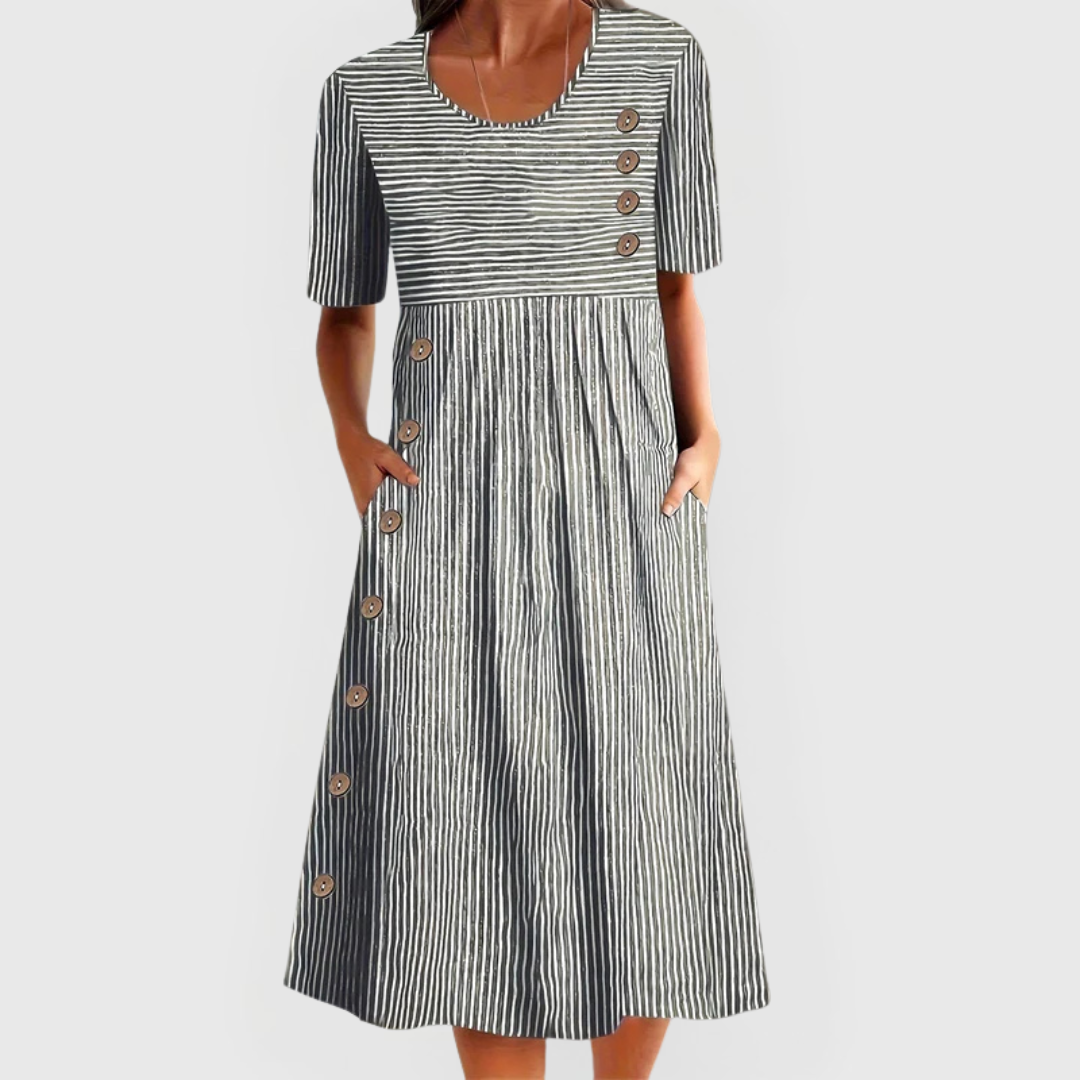 JARNA | MIDI-KLEID GESTREIFTES