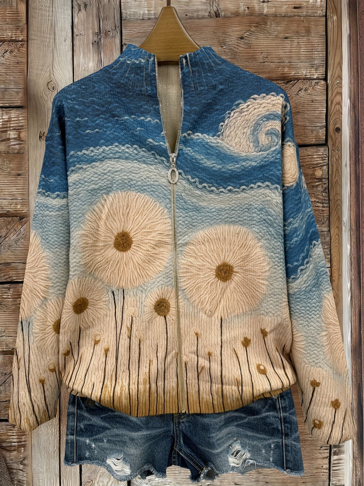 Quinn - Dandelion Stepp-Strickjacke mit Reißverschluss