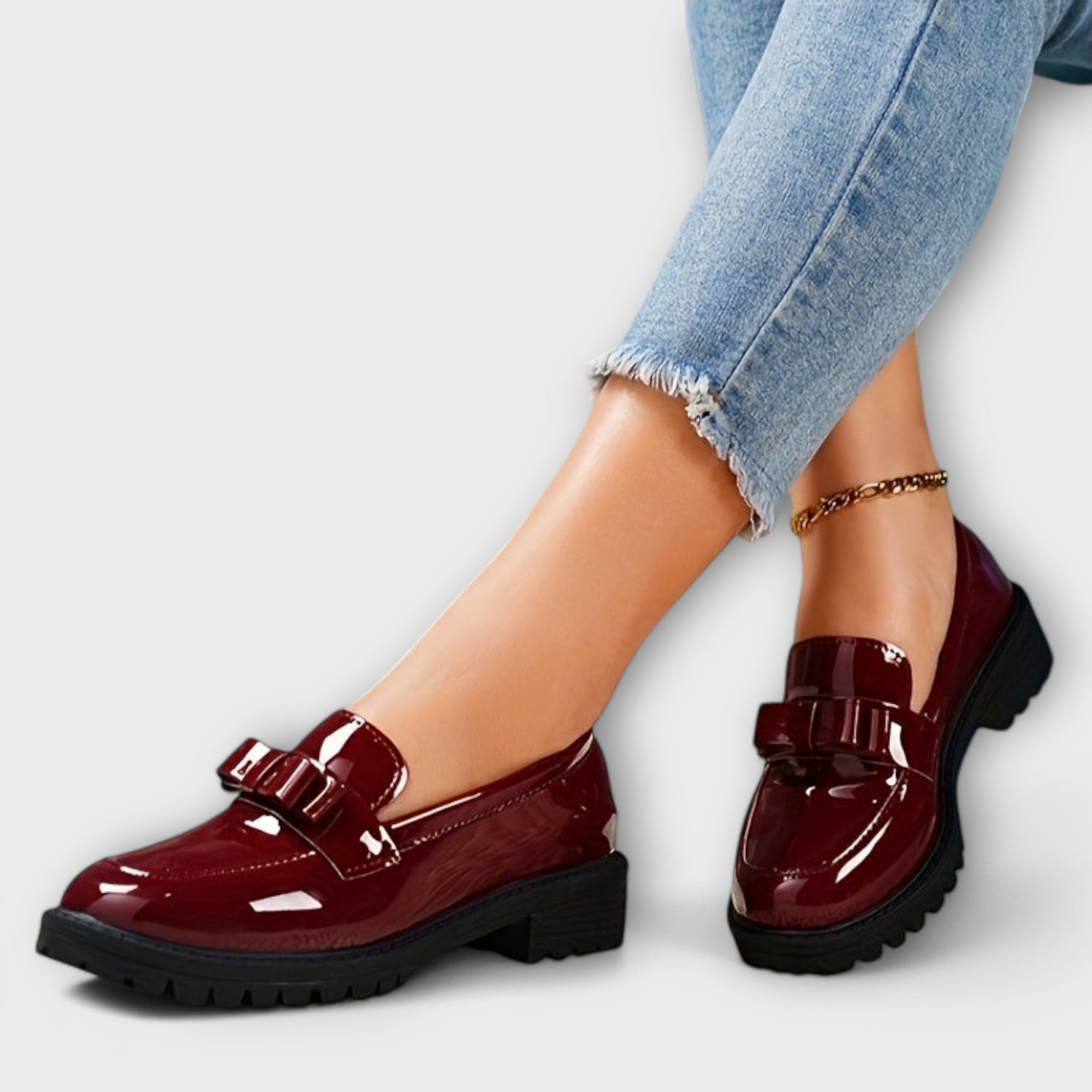 Brunhild - Burgunderrote Lackleder-Loafer