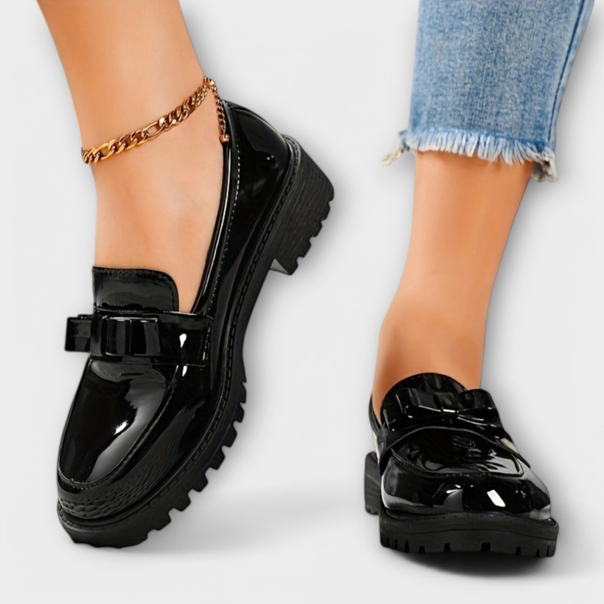 Brunhild - Burgunderrote Lackleder-Loafer