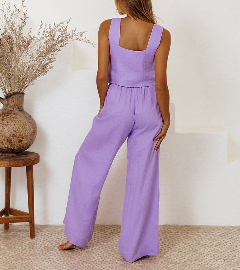 Megan - Minimalistisches Oberteil und ausgestellte Hose (Set)