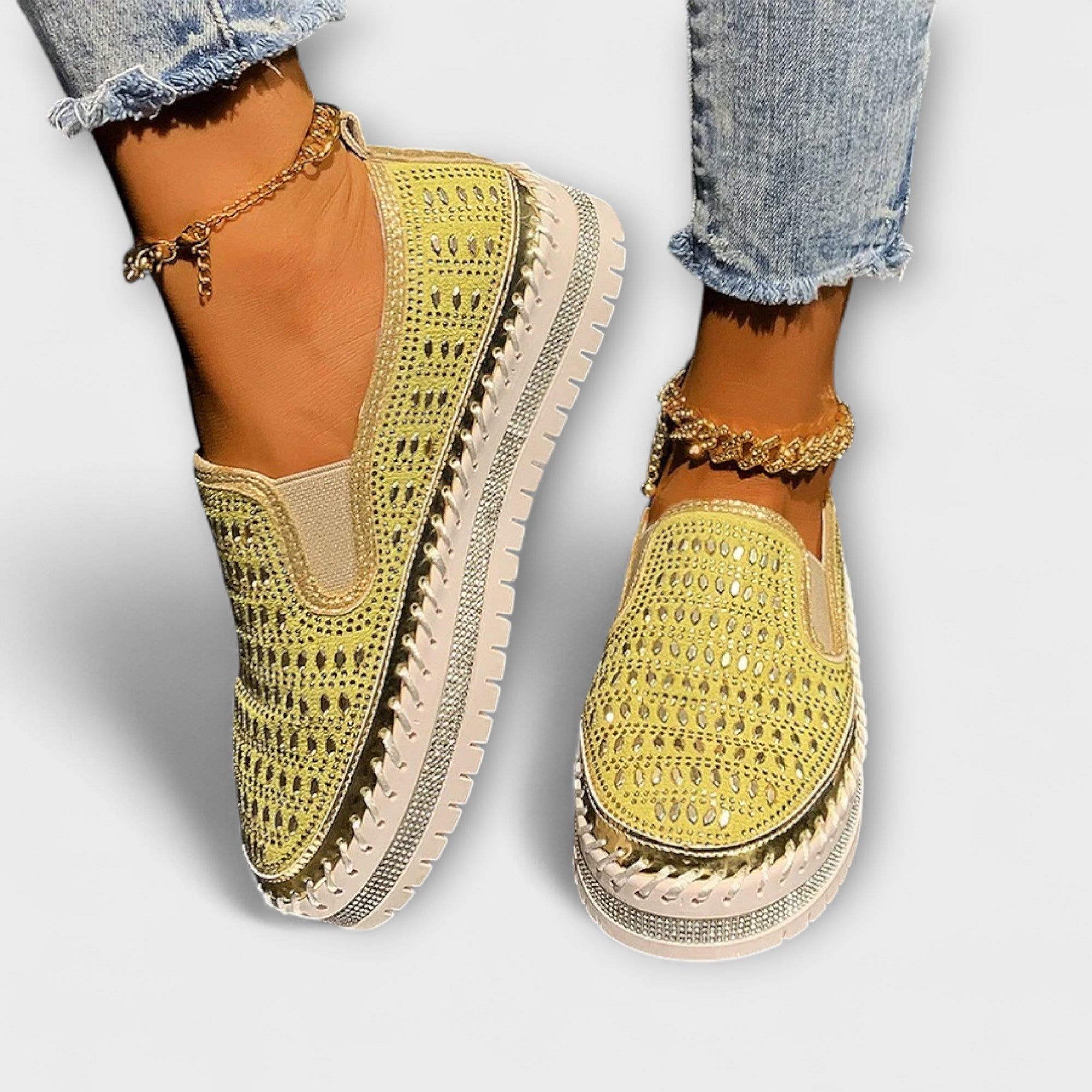 Kunigunde - Espadrille-Mokassins mit Strasssteinen