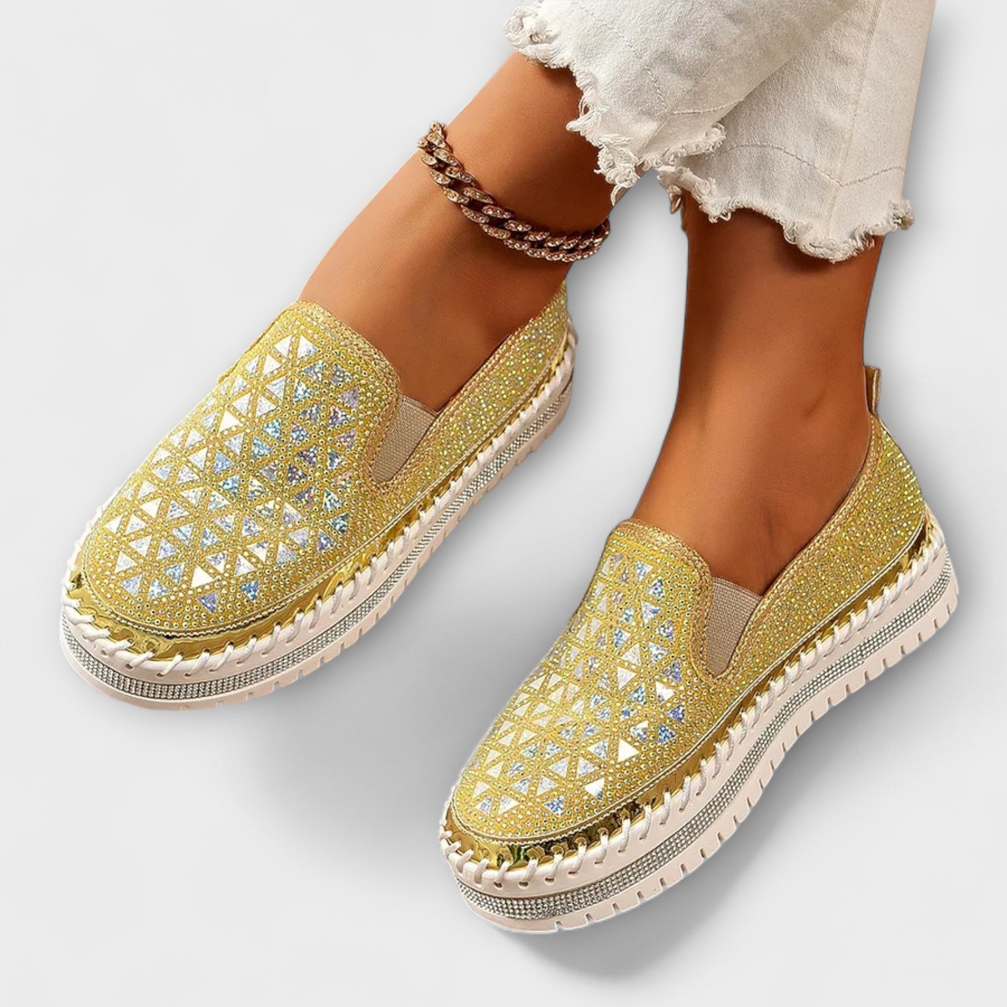 Walburga - Espadrilles mit Strasssteinen