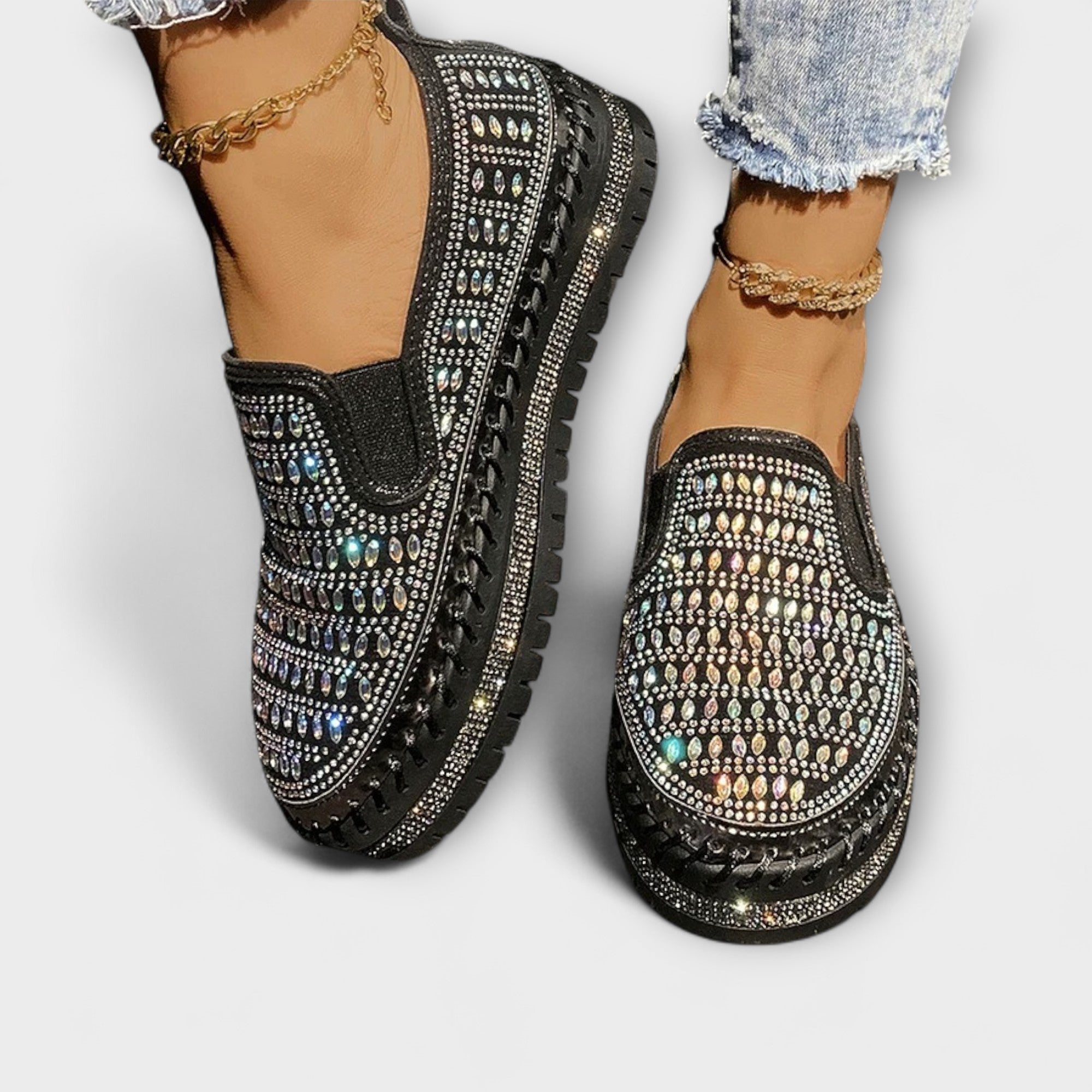 Kunigunde - Espadrille-Mokassins mit Strasssteinen