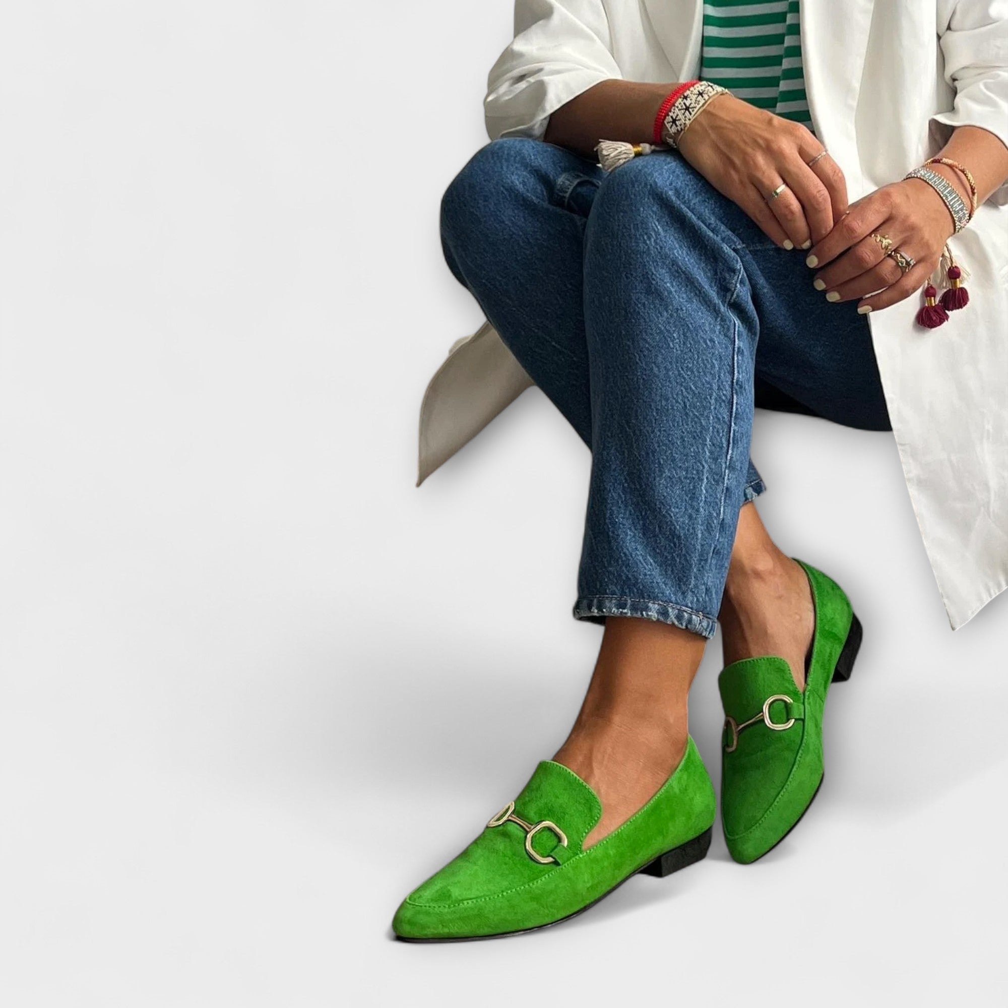 Klara - Grüne Schnürpantoffeln
