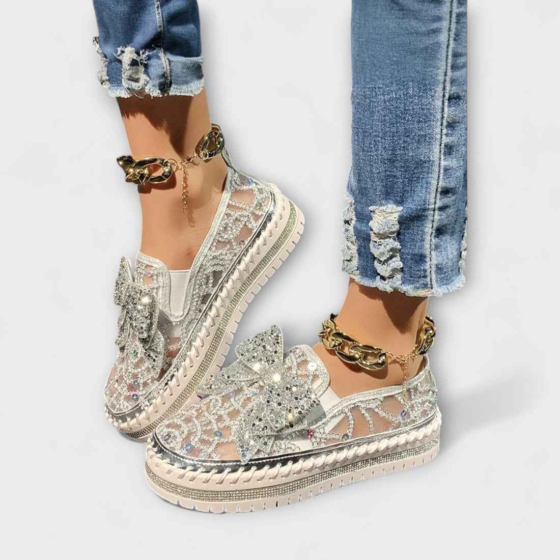 Roswita - Strass-Schleifen-Loafer