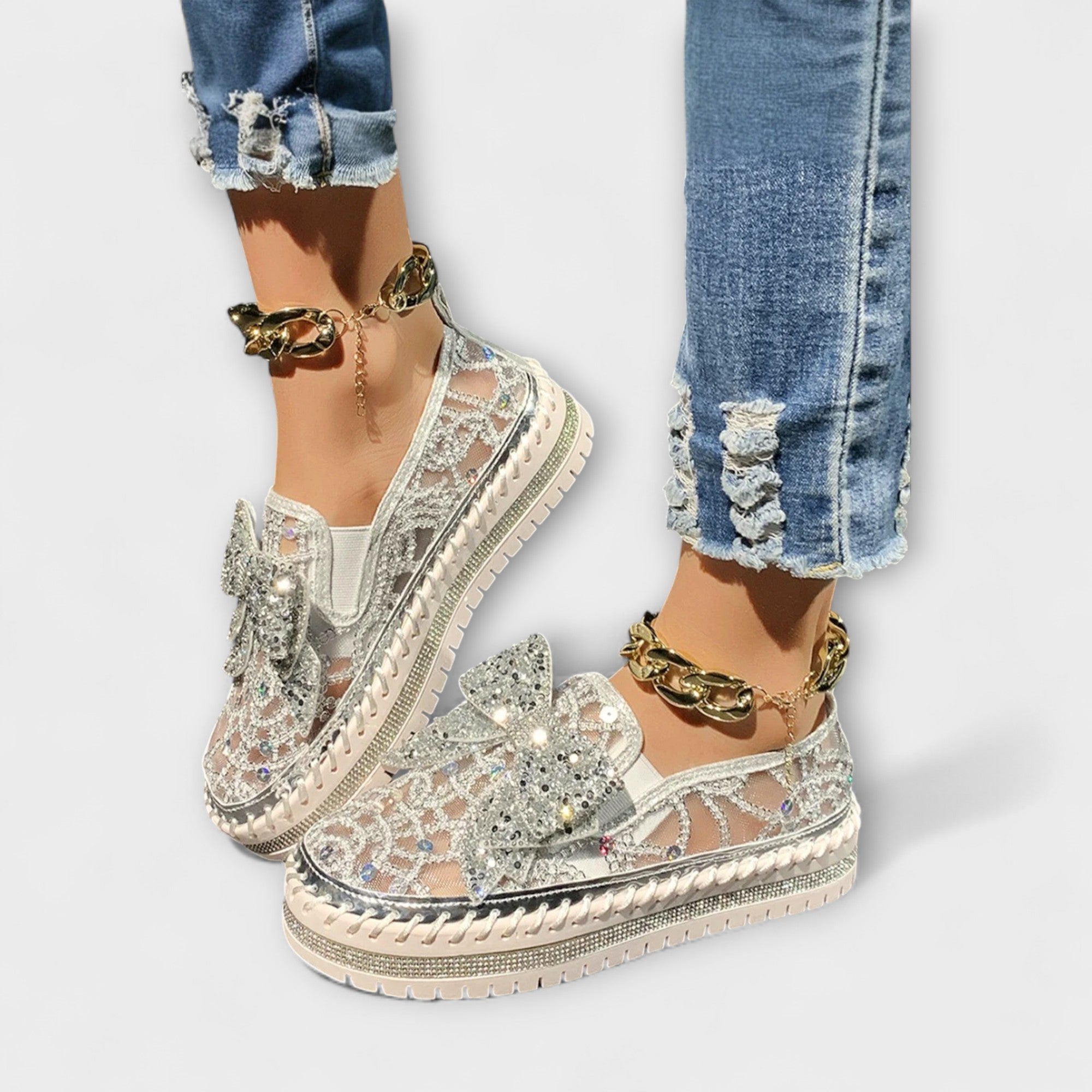 Roswita - Strass-Schleifen-Loafer