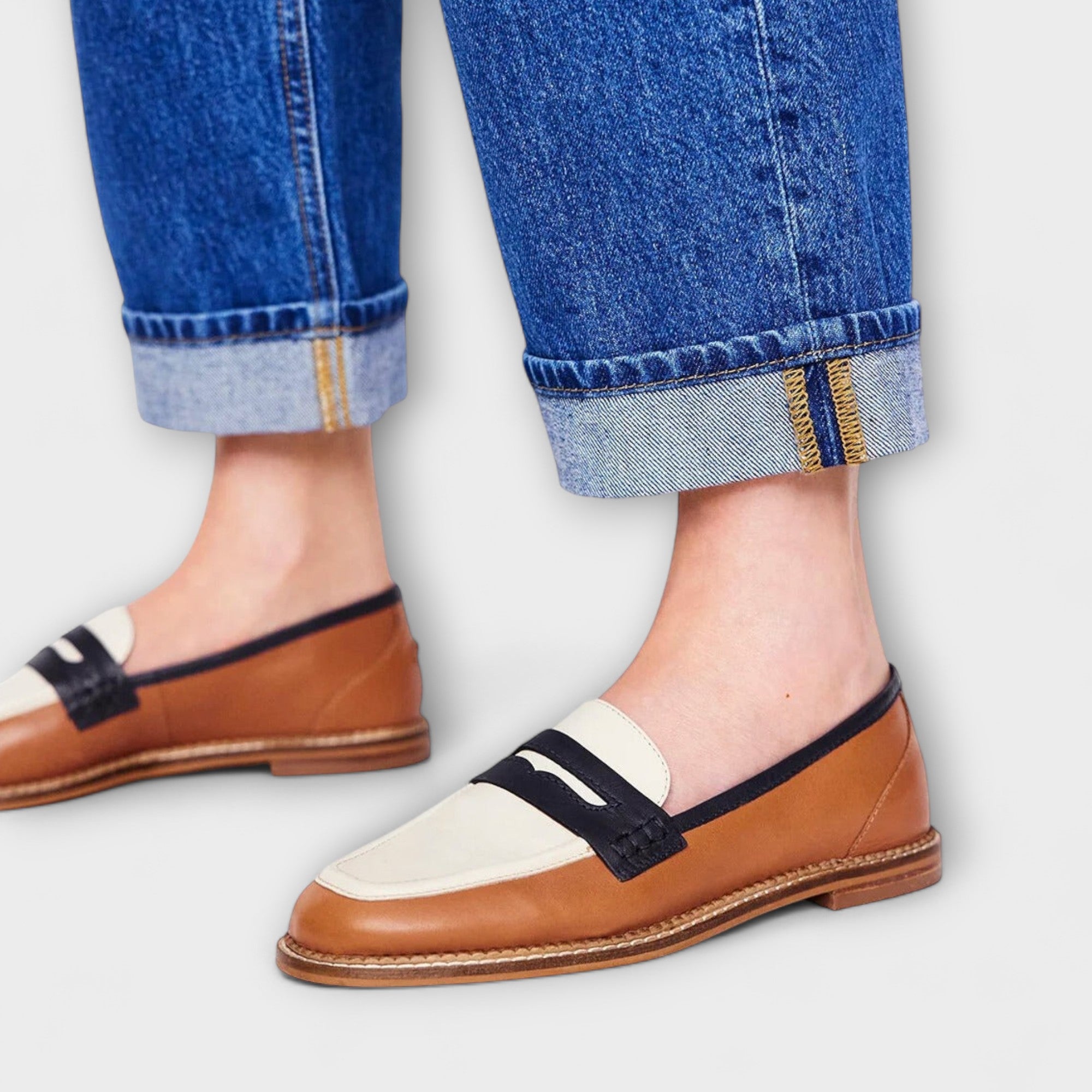 Ottilie - Brauner Farbblock-Loafer