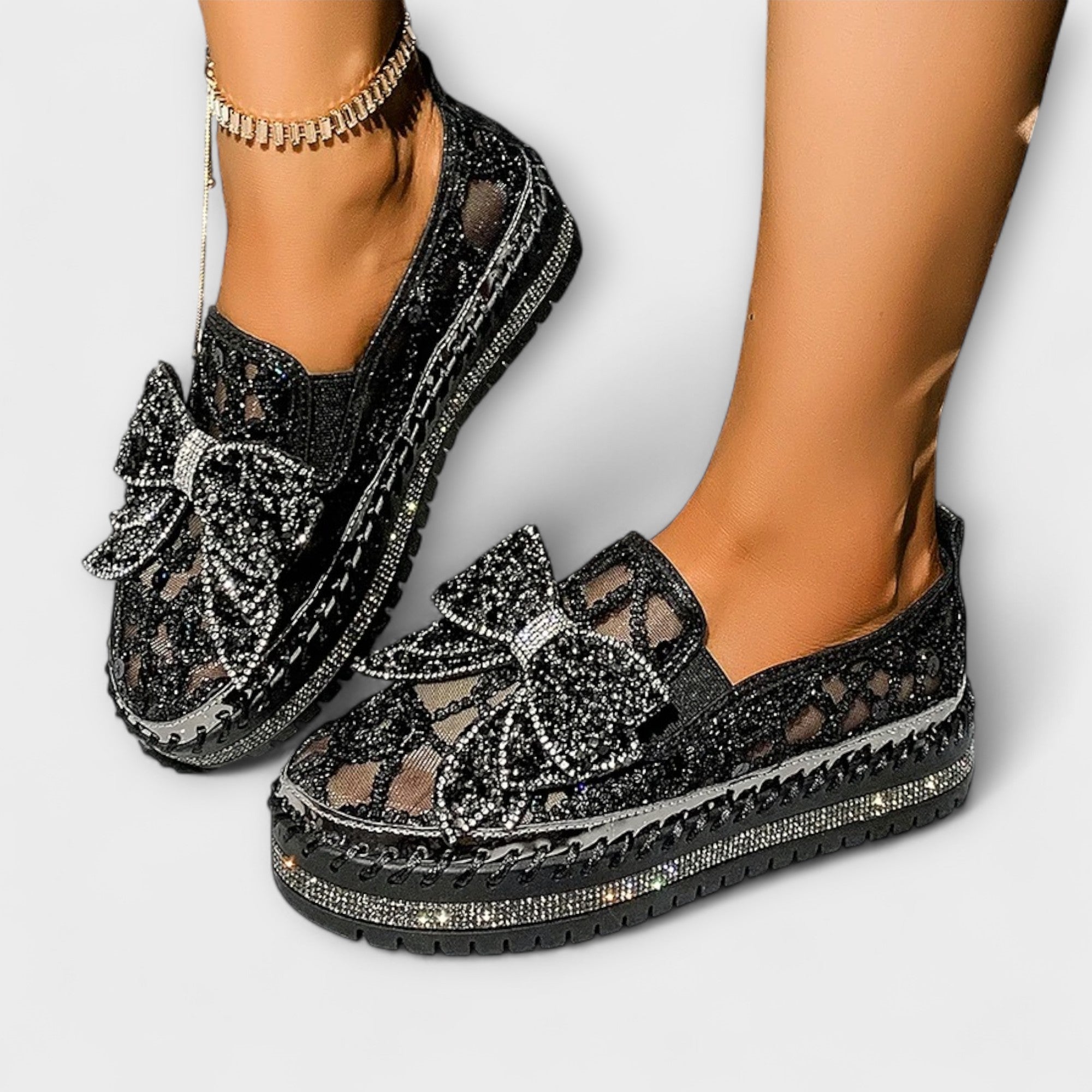 Roswita - Strass-Schleifen-Loafer