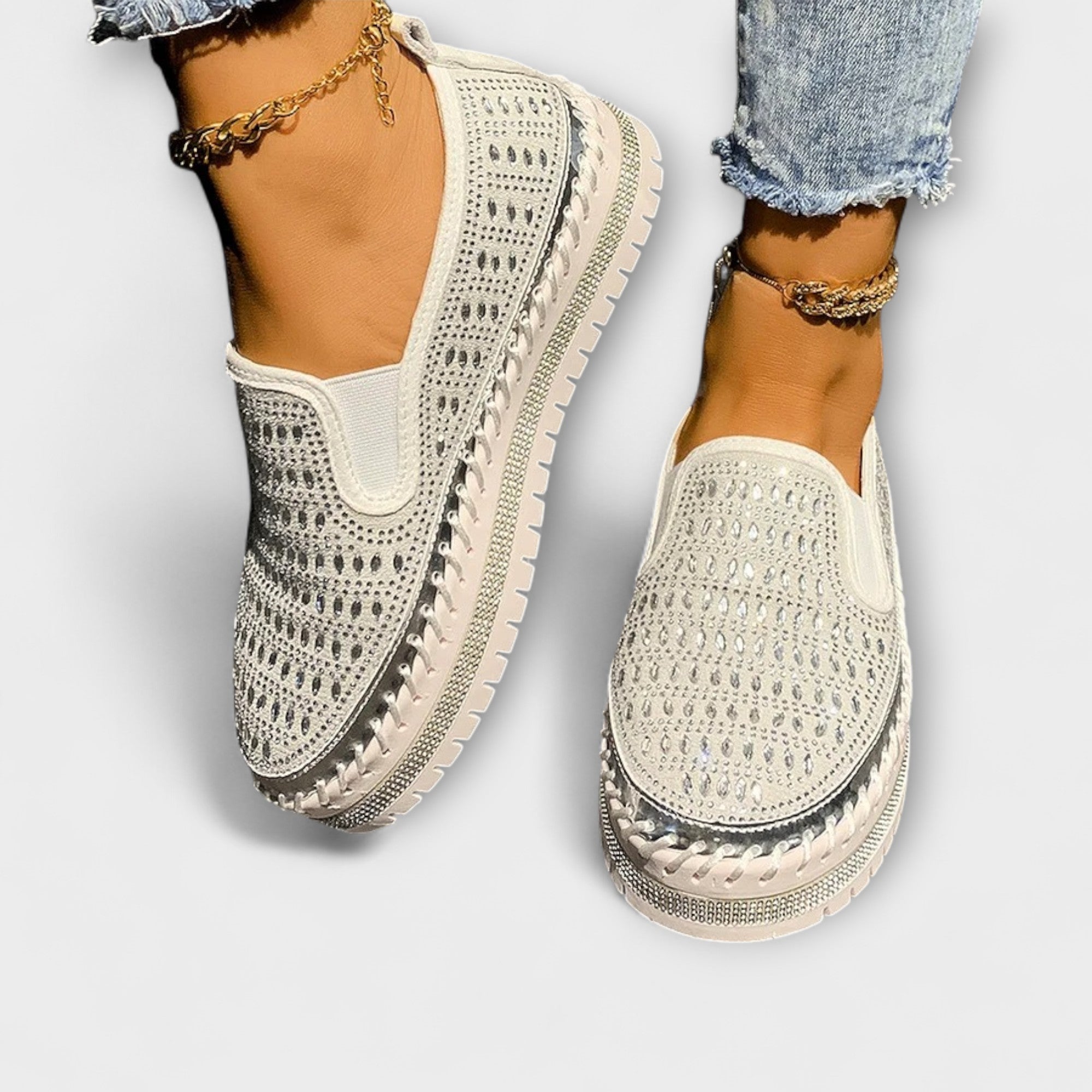 Kunigunde - Espadrille-Mokassins mit Strasssteinen
