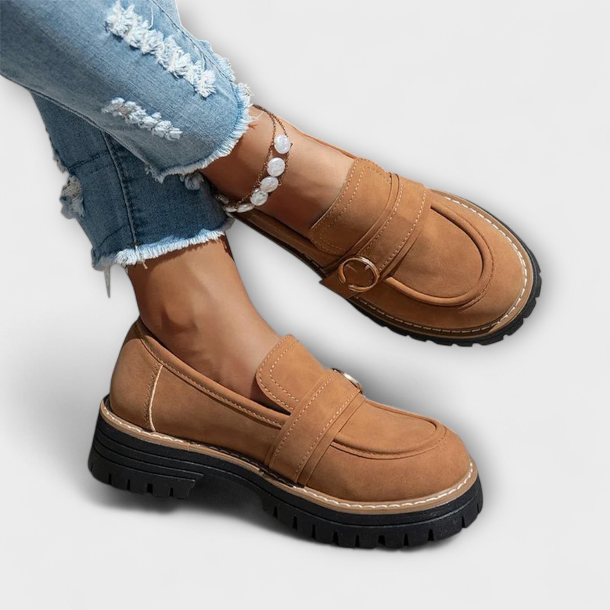 Notburga - Beige Plateau-Loafer