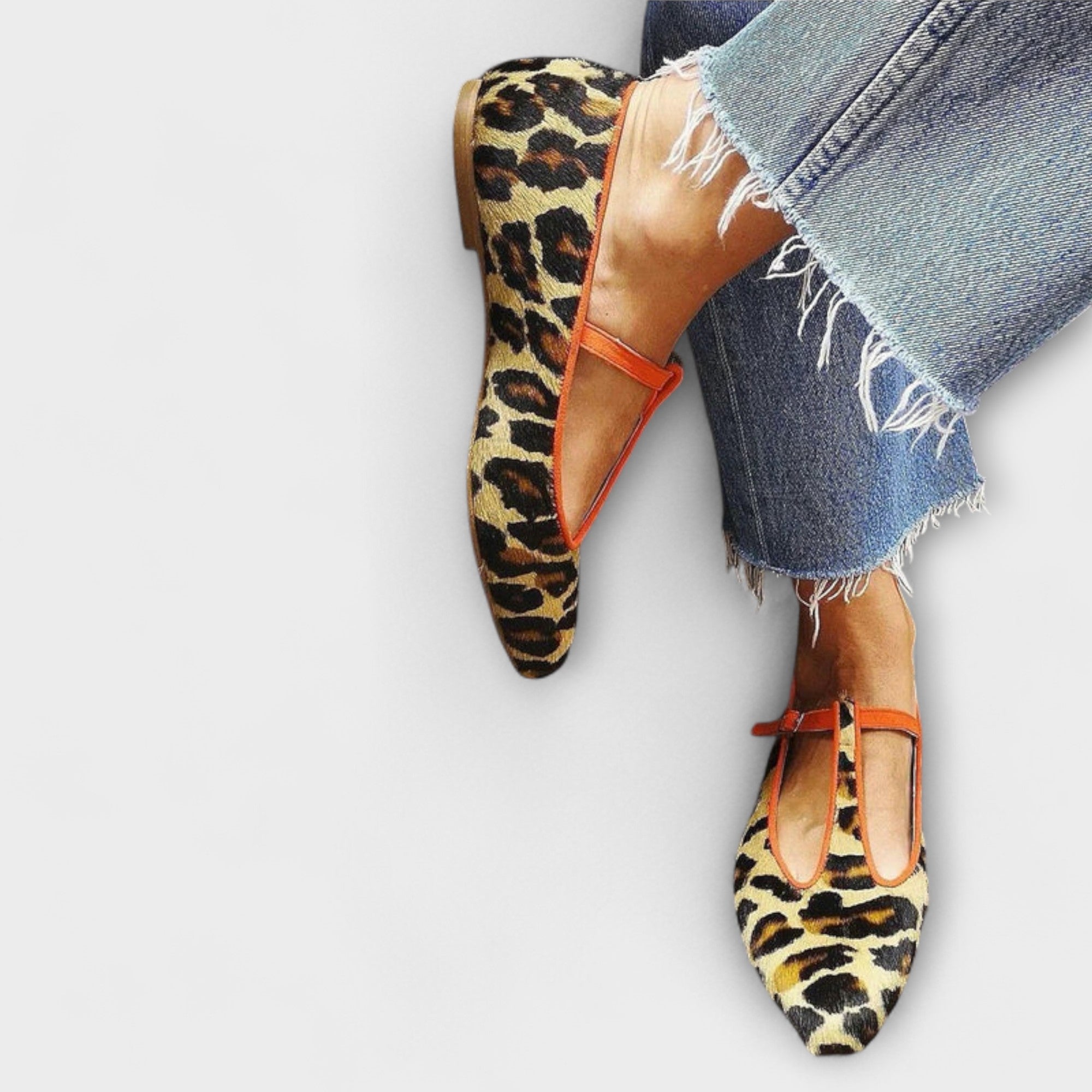 Gerlinde - Ballerinas mit Leopardenmuster und Riemchen