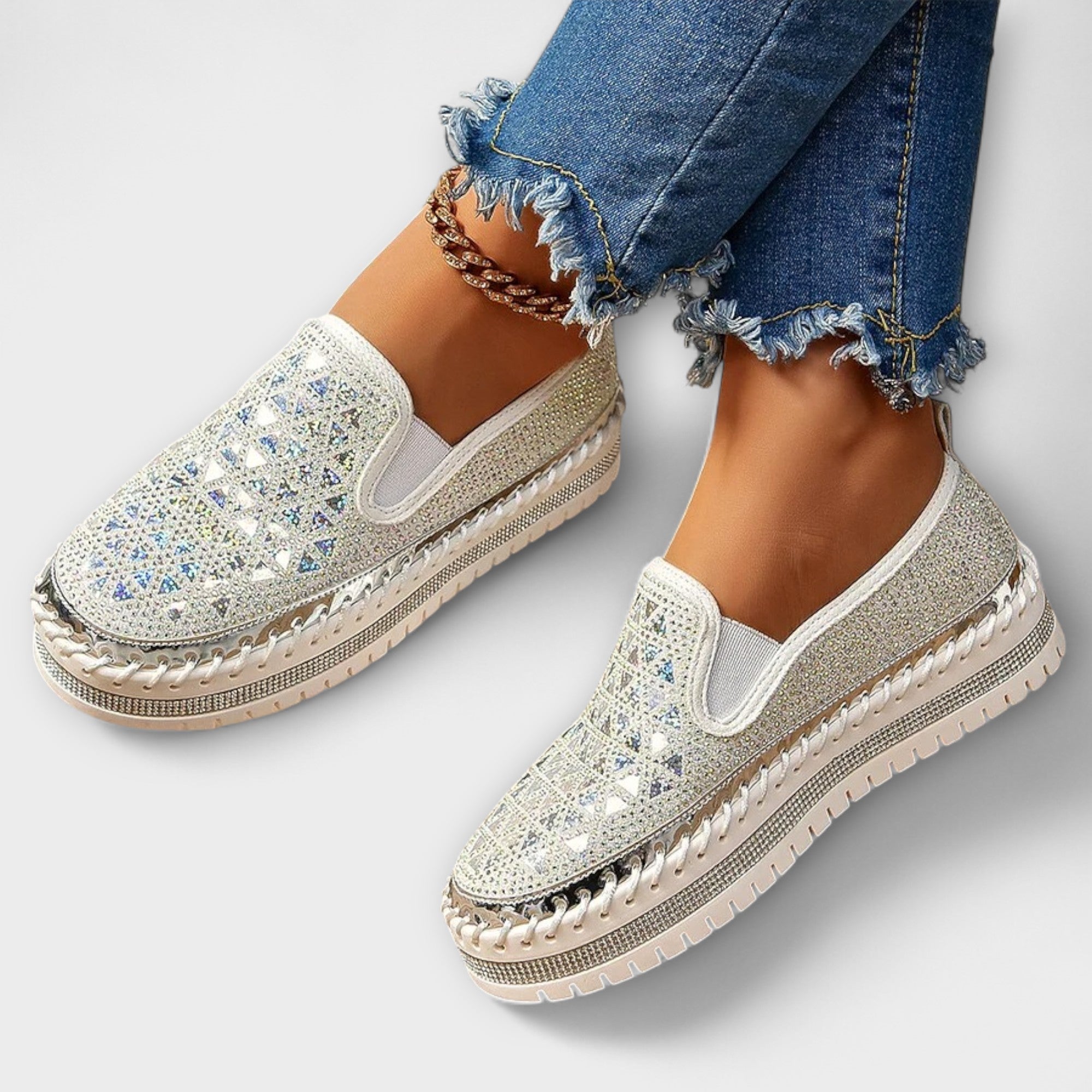 Walburga - Espadrilles mit Strasssteinen