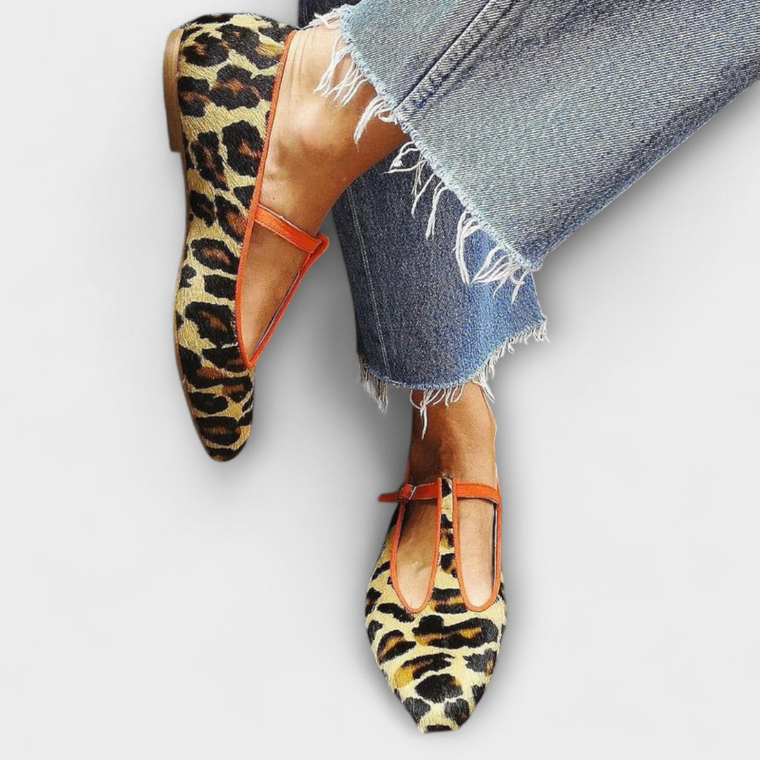Gerlinde - Ballerinas mit Leopardenmuster und Riemchen