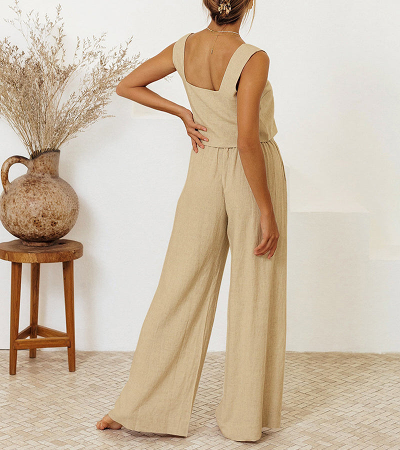 Megan - Minimalistisches Oberteil und ausgestellte Hose (Set)