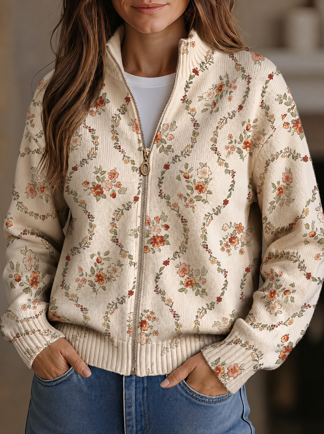 Hannelore™ | Cardigan mit zarten Blütenranken