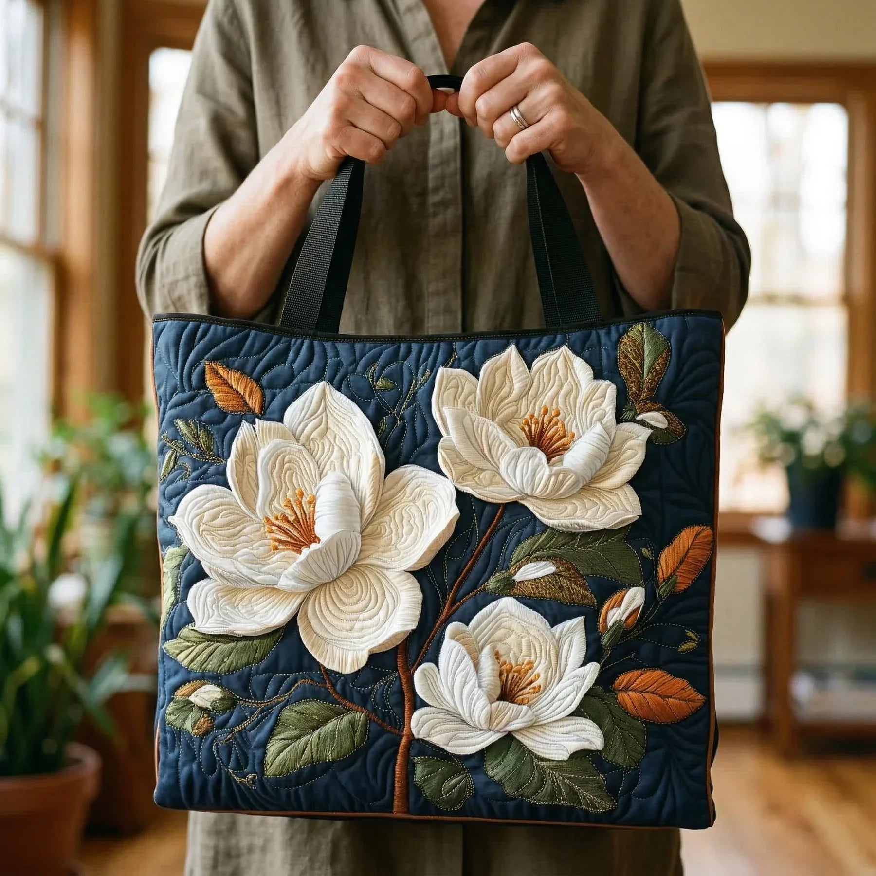 Handgefertigte Tasche - Zartes Magnolien