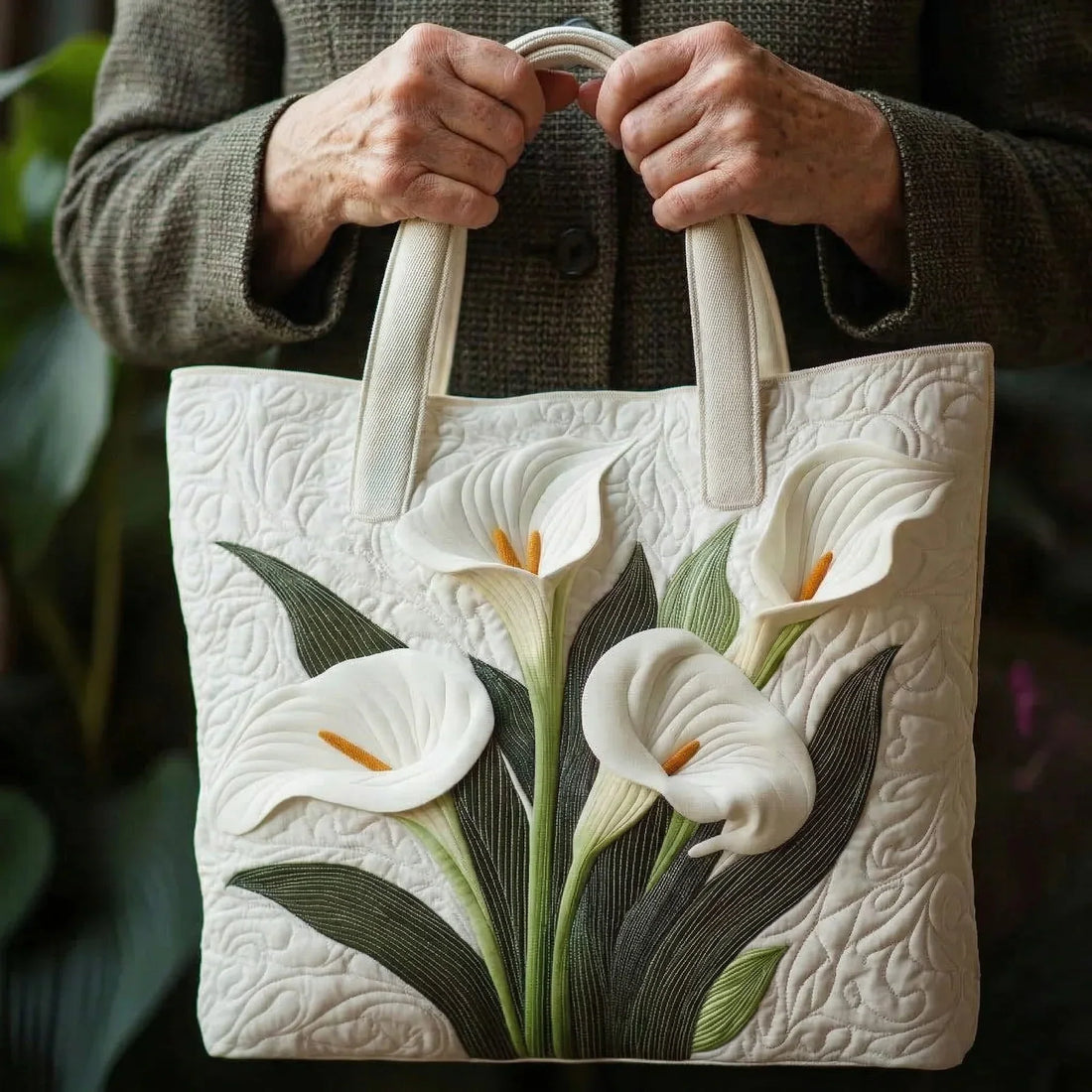 Handgefertigte Tasche - White Arum