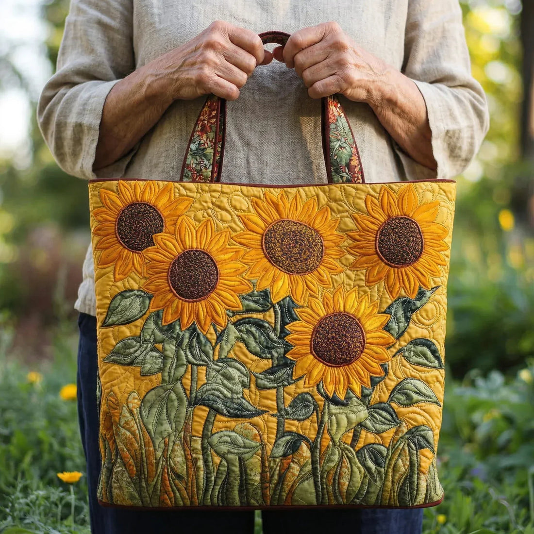 Handgefertigte Tasche - Sonnenblume