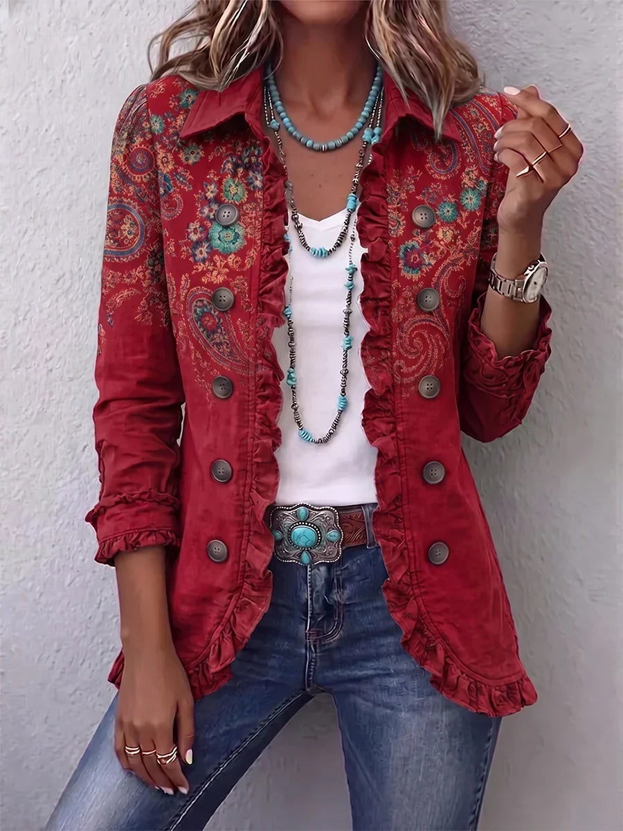 Leni | Bohemian-Jacke mit Paisleymuster und Rüschen