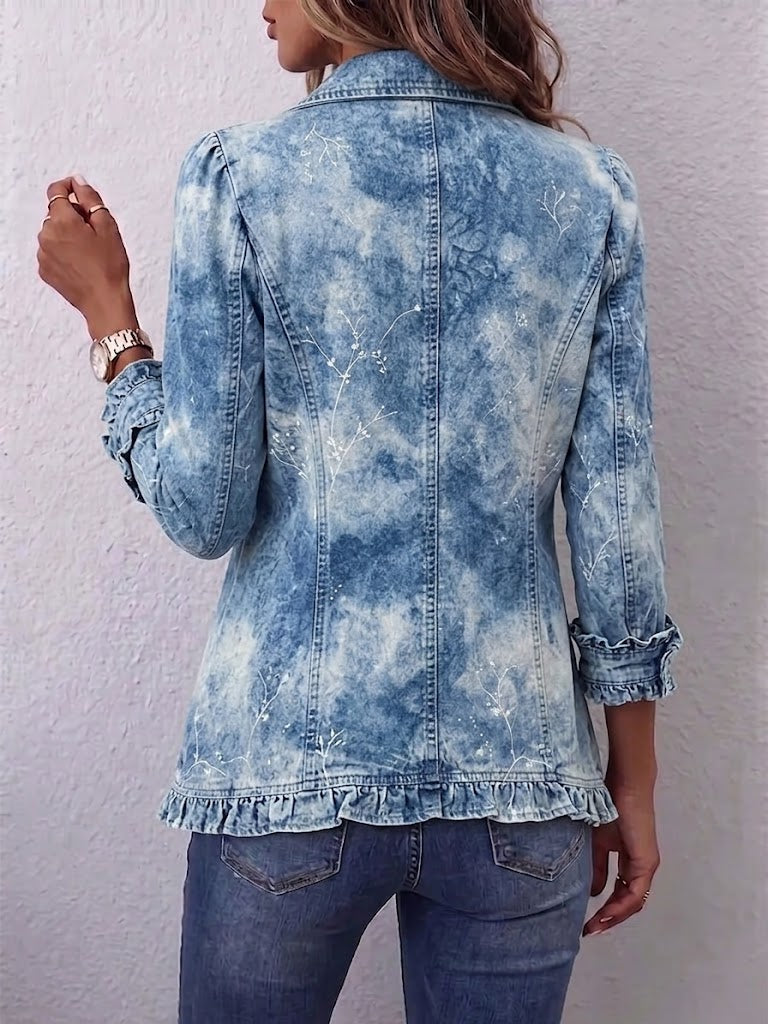 Käthe | Vintage-Boho-Jacke mit botanischem Farbverlauf und Rüschen