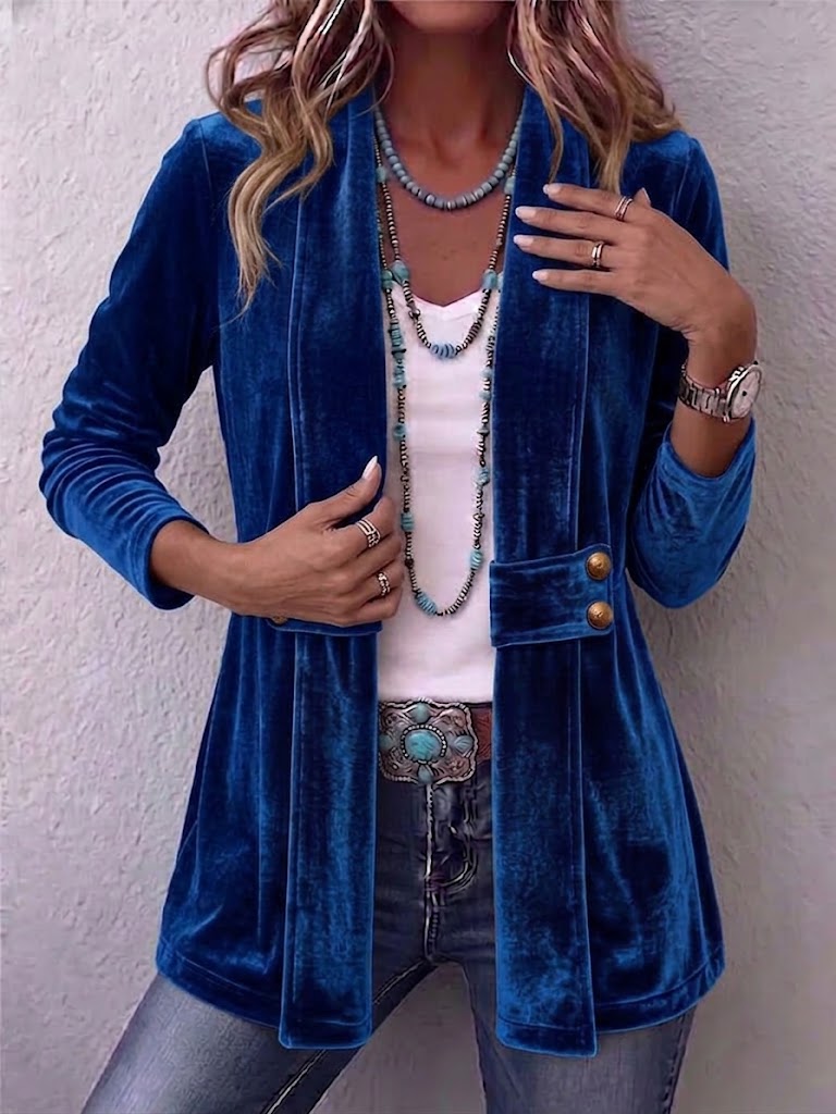 Margarete | Lange Vintage-Jacke mit Revers und Knopfdetails