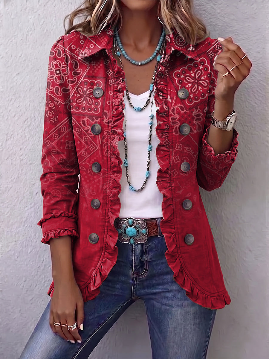 Leonie | Bohemian-Rüschenjacke mit Paisley-Ombré