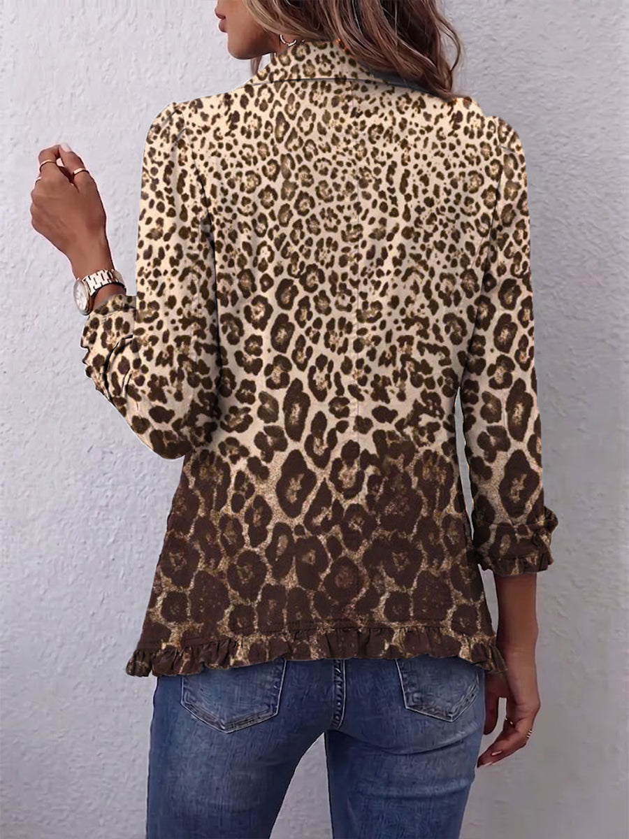 Clara | Rüschenjacke mit Leopardenmuster