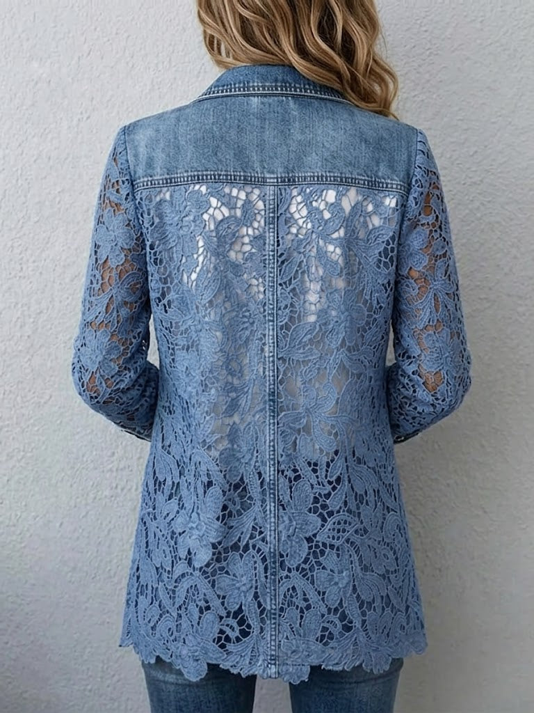 Emilia | Blazerjacke mit floralen Spitzeneinsätzen