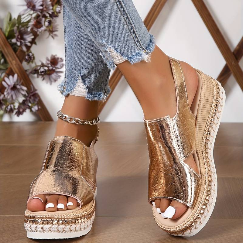 Baylie - Stilvolle Metallic-Sandalen