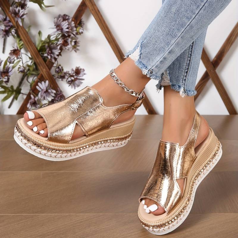 Baylie - Stilvolle Metallic-Sandalen